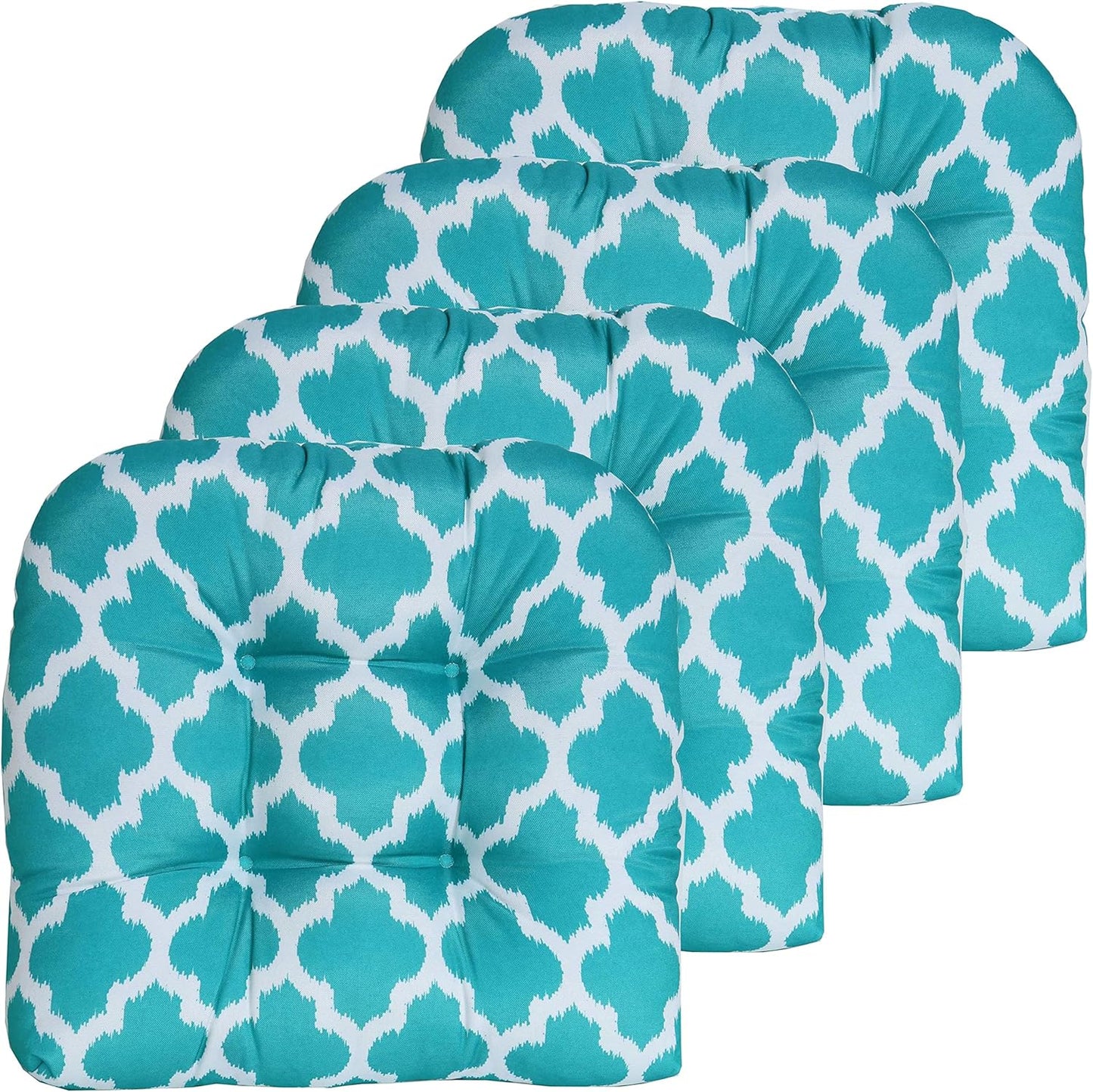 Sweet Home Collection Patio Cushions Outdoor Chair Pads Premium Comfortable Thick Fiber Fill Tufted 19" x 19" x 5" Seat Cover, 2 Pack, Cream